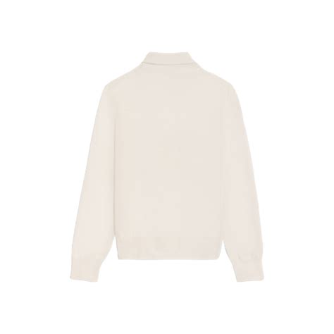 bone celine|turtleneck sweater in Shetland pointelle .